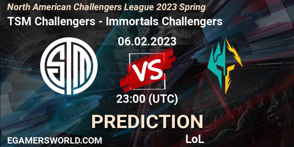 TSM Challengers - Immortals Challengers: ennuste. 06.02.23, LoL, NACL 2023 Spring - Group Stage