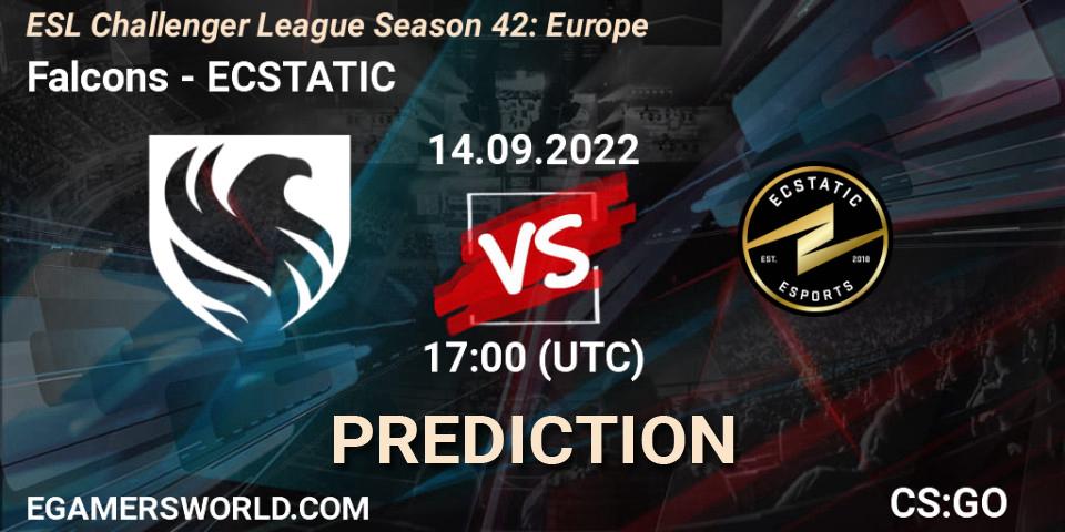 Falcons - ECSTATIC: ennuste. 14.09.2022 at 17:00, Counter-Strike (CS2), ESL Challenger League Season 42: Europe