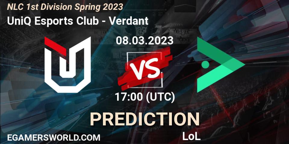 UniQ Esports Club - Verdant: ennuste. 14.02.2023 at 20:00, LoL, NLC 1st Division Spring 2023