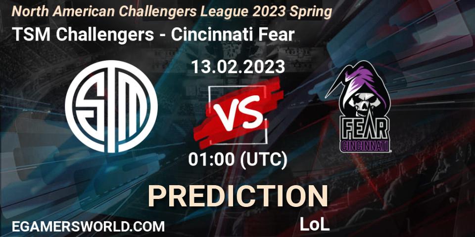 TSM Challengers - Cincinnati Fear: ennuste. 13.02.23, LoL, NACL 2023 Spring - Group Stage