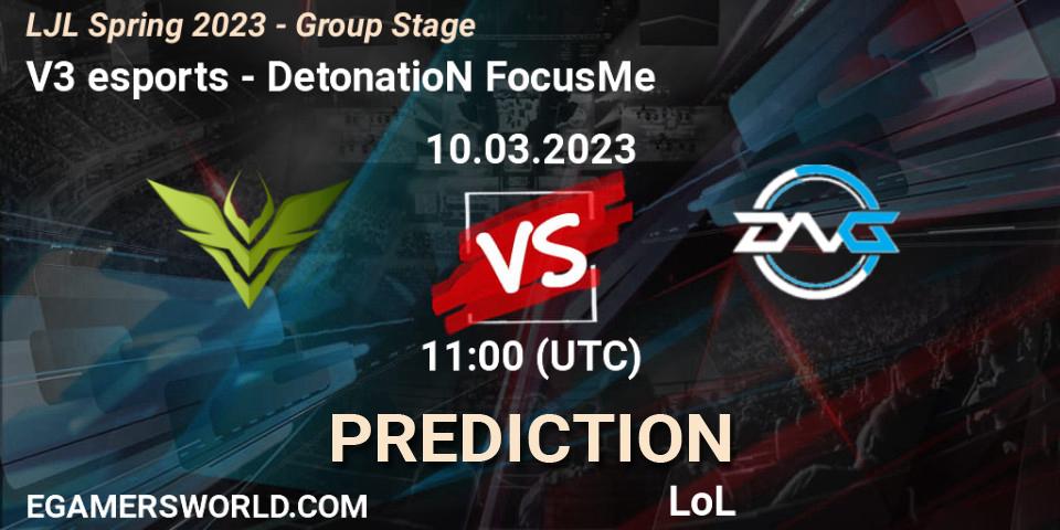 V3 esports - DetonatioN FocusMe: ennuste. 10.03.23, LoL, LJL Spring 2023 - Group Stage