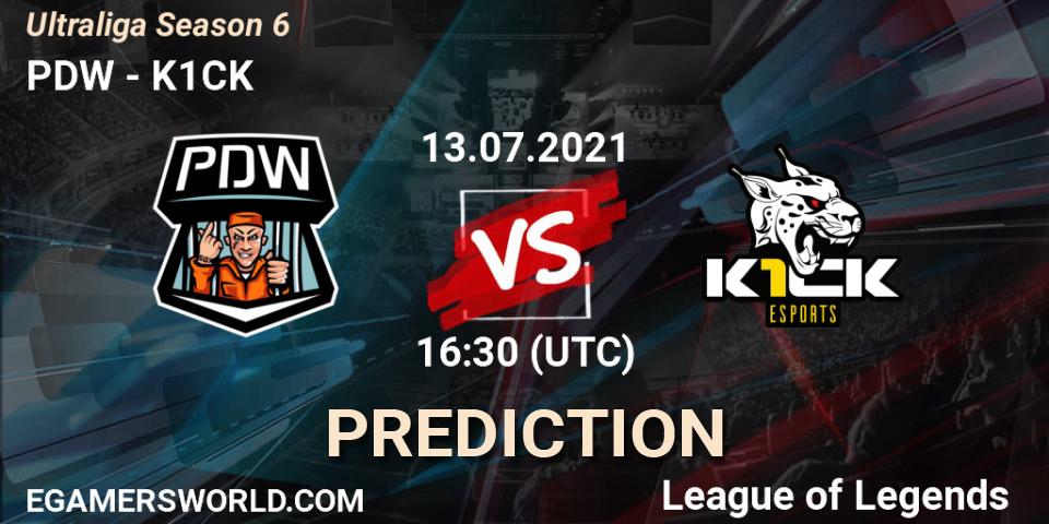 PDW - K1CK: ennuste. 13.07.2021 at 16:30, LoL, Ultraliga Season 6