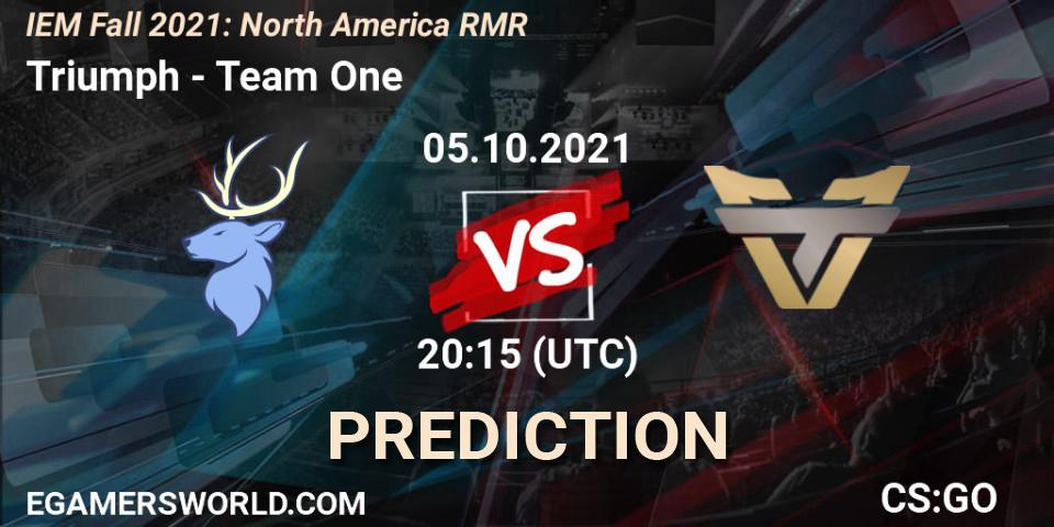Triumph - Team One: ennuste. 05.10.2021 at 20:45, Counter-Strike (CS2), IEM Fall 2021: North America RMR