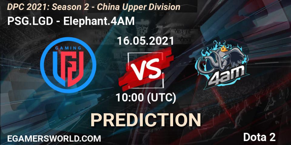 PSG.LGD - Elephant.4AM: ennuste. 16.05.2021 at 09:55, Dota 2, DPC 2021: Season 2 - China Upper Division