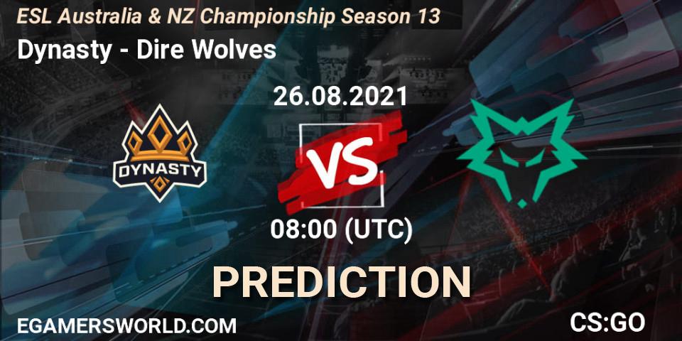 Dynasty - Dire Wolves: ennuste. 26.08.2021 at 08:00, Counter-Strike (CS2), ESL Australia & NZ Championship Season 13