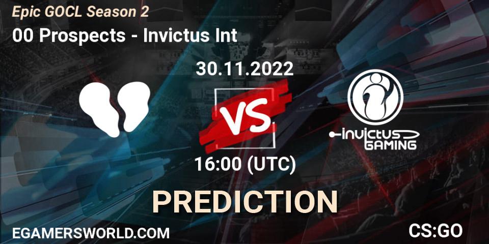 00 Prospects - Invictus Int: ennuste. 30.11.22, CS2 (CS:GO), Epic GOCL Season 2