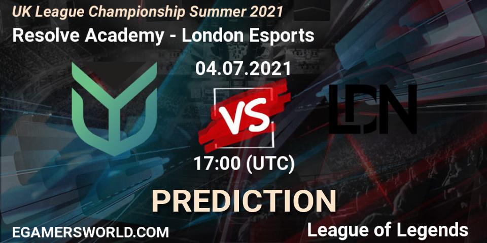Resolve Academy - London Esports: ennuste. 04.07.2021 at 17:00, LoL, UK League Championship Summer 2021