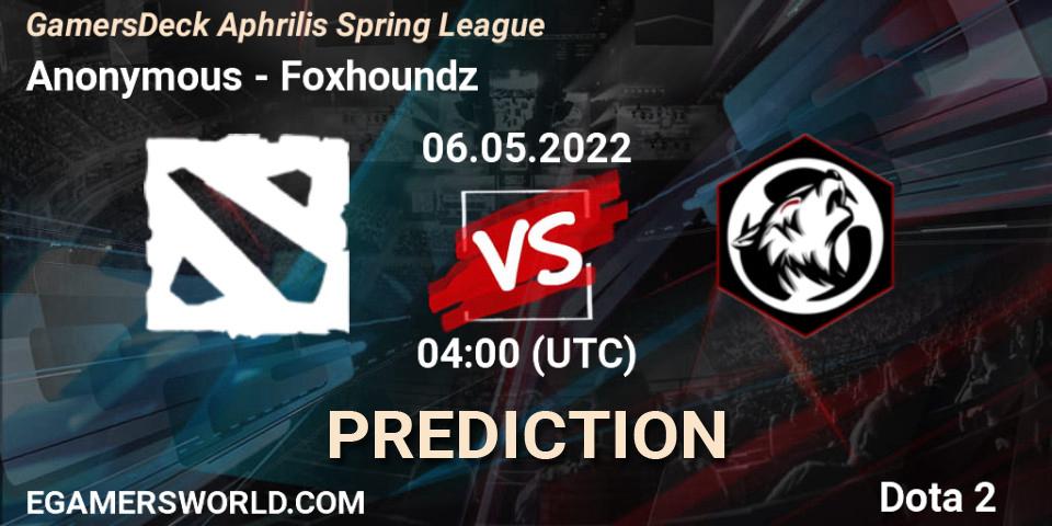 Anonymous - Foxhoundz: ennuste. 06.05.2022 at 03:48, Dota 2, GamersDeck Aphrilis Spring League