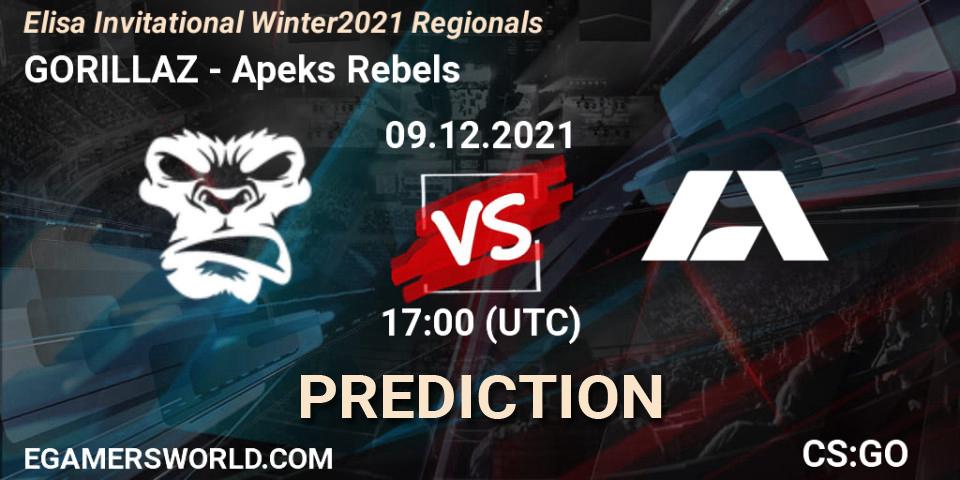 GORILLAZ - Apeks Rebels: ennuste. 09.12.2021 at 18:05, Counter-Strike (CS2), Elisa Invitational Winter 2021 Regionals