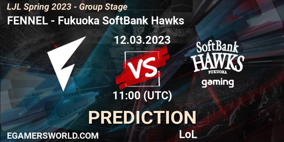 FENNEL - Fukuoka SoftBank Hawks: ennuste. 12.03.23, LoL, LJL Spring 2023 - Group Stage