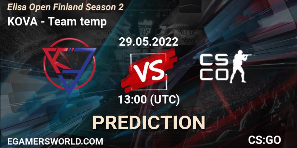 KOVA - Team temp: ennuste. 29.05.2022 at 13:00, Counter-Strike (CS2), Elisa Open Finland Season 2