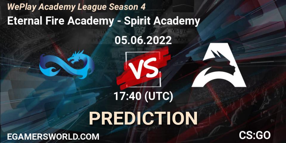 Eternal Fire Academy - Spirit Academy: ennuste. 05.06.2022 at 18:45, Counter-Strike (CS2), WePlay Academy League Season 4