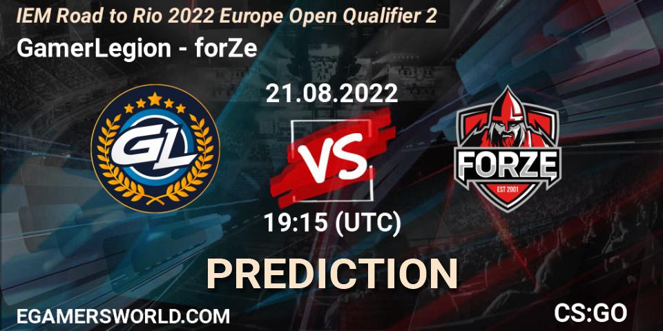 GamerLegion - forZe: ennuste. 21.08.2022 at 19:15, Counter-Strike (CS2), IEM Road to Rio 2022 Europe Open Qualifier 2