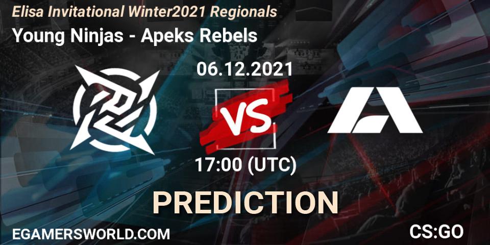 Young Ninjas - Apeks Rebels: ennuste. 06.12.2021 at 17:35, Counter-Strike (CS2), Elisa Invitational Winter 2021 Regionals
