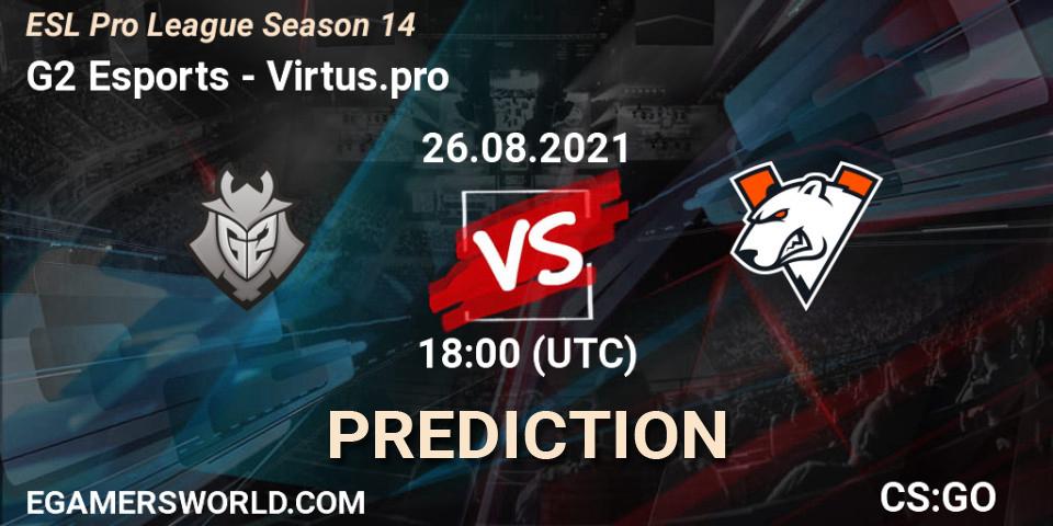G2 Esports - Virtus.pro: ennuste. 26.08.2021 at 18:00, Counter-Strike (CS2), ESL Pro League Season 14