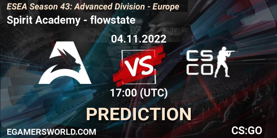 Spirit Academy - flowstate: ennuste. 04.11.2022 at 17:00, Counter-Strike (CS2), ESEA Season 43: Advanced Division - Europe