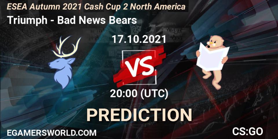 Triumph - Bad News Bears: ennuste. 17.10.2021 at 20:00, Counter-Strike (CS2), ESEA Autumn 2021 Cash Cup 2 North America