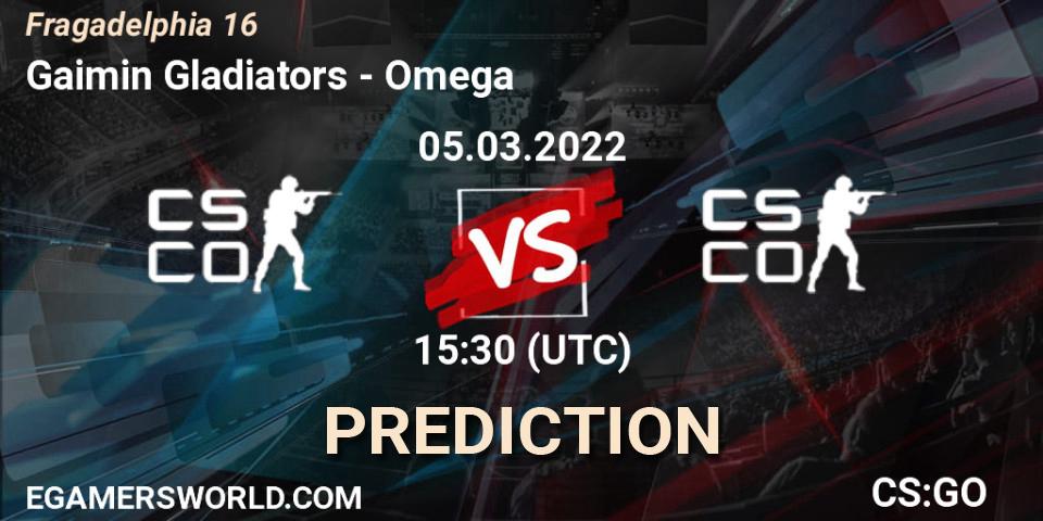 Gaimin Gladiators - Omega: ennuste. 05.03.2022 at 15:55, Counter-Strike (CS2), Fragadelphia 16