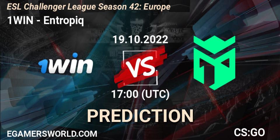 1WIN - Entropiq: ennuste. 19.10.2022 at 17:00, Counter-Strike (CS2), ESL Challenger League Season 42: Europe