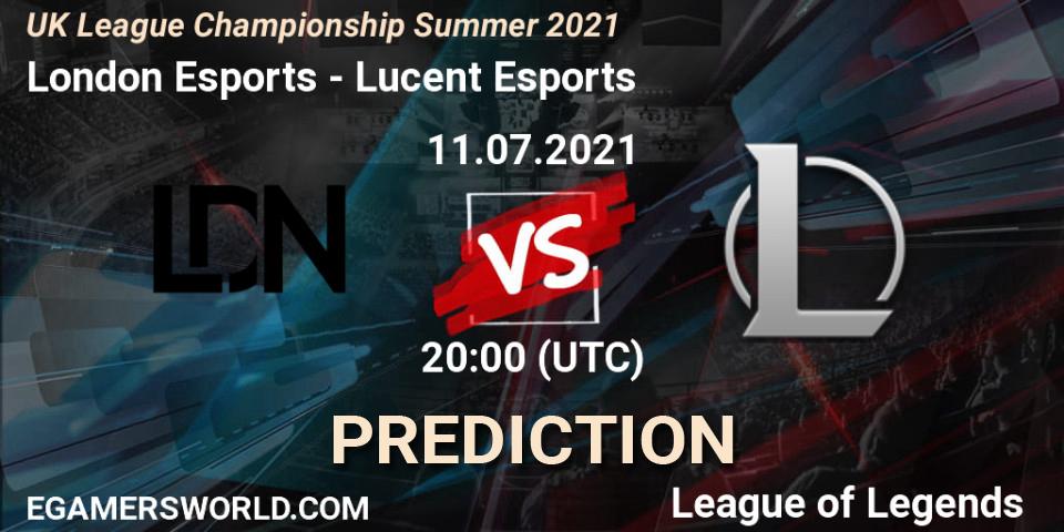 London Esports - Lucent Esports: ennuste. 11.07.2021 at 20:10, LoL, UK League Championship Summer 2021