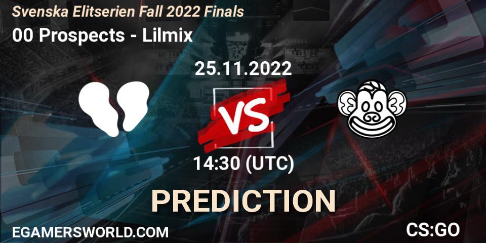 00 Prospects - Lilmix: ennuste. 25.11.2022 at 18:00, Counter-Strike (CS2), Svenska Elitserien Fall 2022