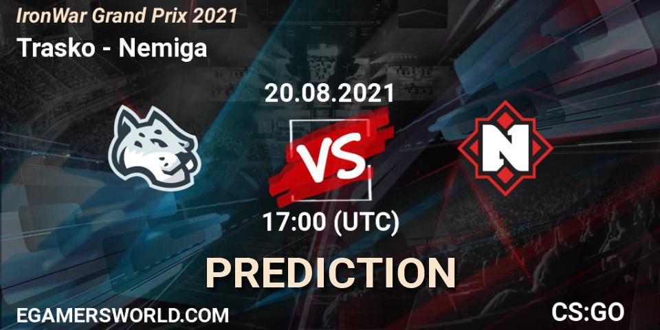 Trasko - Nemiga: ennuste. 20.08.2021 at 17:10, Counter-Strike (CS2), IronWar Grand Prix 2021