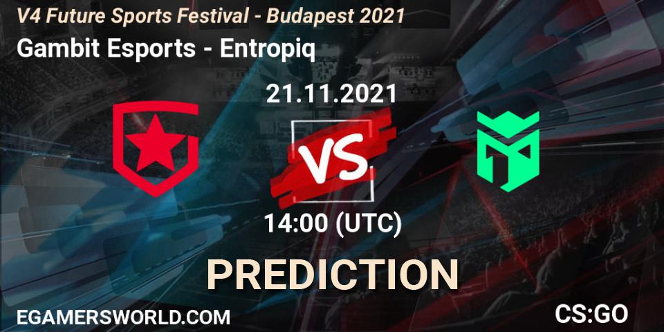 Gambit Esports - Entropiq: ennuste. 21.11.2021 at 14:00, Counter-Strike (CS2), V4 Future Sports Festival - Budapest 2021