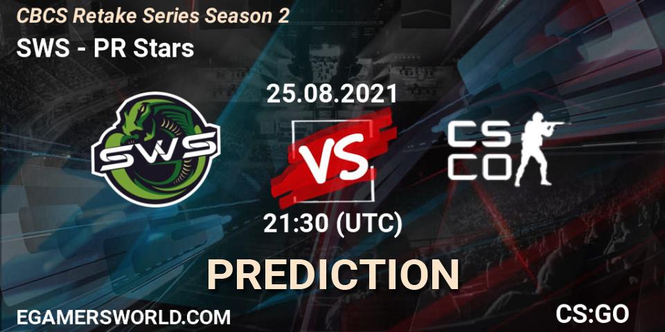 SWS - PR Stars: ennuste. 25.08.2021 at 21:30, Counter-Strike (CS2), CBCS Retake Series Season 2