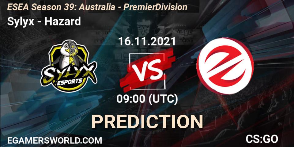 Sylyx - Hazard: ennuste. 16.11.2021 at 09:00, Counter-Strike (CS2), ESEA Season 39: Australia - Premier Division
