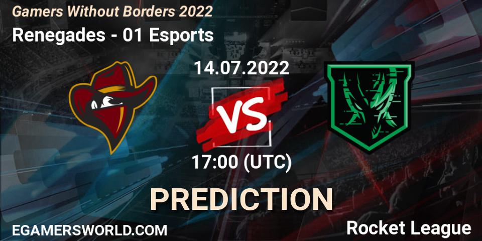 Renegades - 01 Esports: ennuste. 14.07.22, Rocket League, Gamers Without Borders 2022
