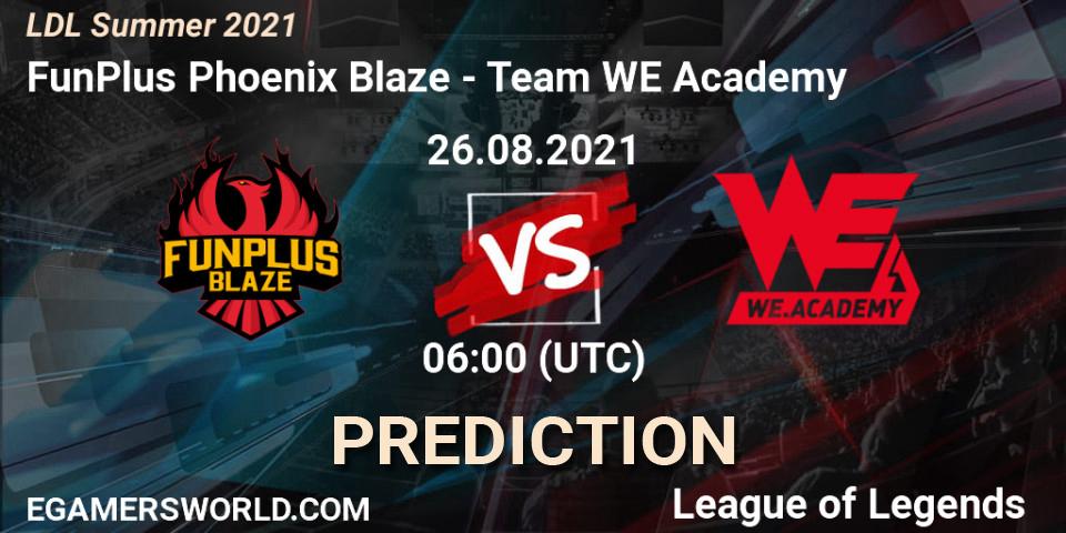 FunPlus Phoenix Blaze - Team WE Academy: ennuste. 26.08.2021 at 06:00, LoL, LDL Summer 2021