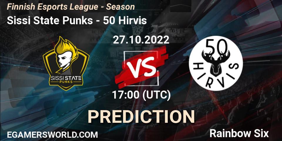 Sissi State Punks - 50 Hirvis: ennuste. 27.10.2022 at 17:00, Rainbow Six, Finnish Esports League - Season 