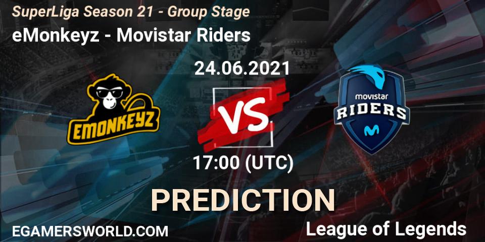 eMonkeyz - Movistar Riders: ennuste. 24.06.2021 at 17:00, LoL, SuperLiga Season 21 - Group Stage 