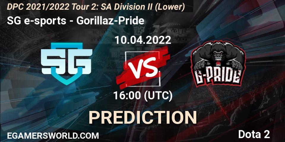 SG e-sports - Gorillaz-Pride: ennuste. 10.04.22, Dota 2, DPC 2021/2022 Tour 2: SA Division II (Lower)