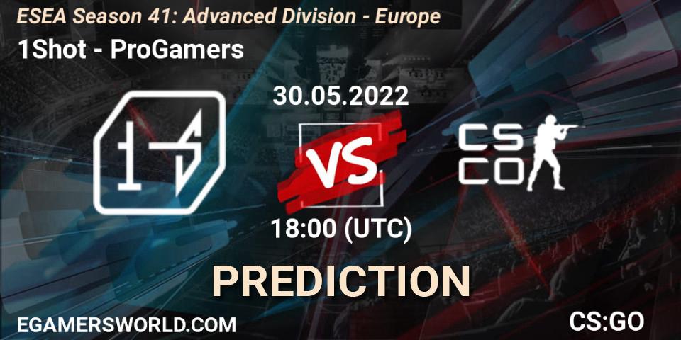 1Shot - ProGamers: ennuste. 30.05.2022 at 18:00, Counter-Strike (CS2), ESEA Season 41: Advanced Division - Europe