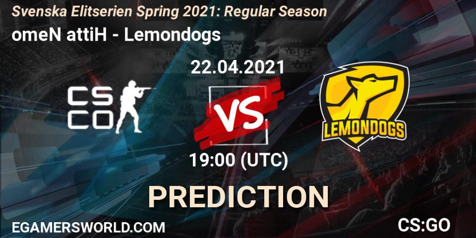 omeN attiH - Lemondogs: ennuste. 22.04.2021 at 19:00, Counter-Strike (CS2), Svenska Elitserien Spring 2021: Regular Season