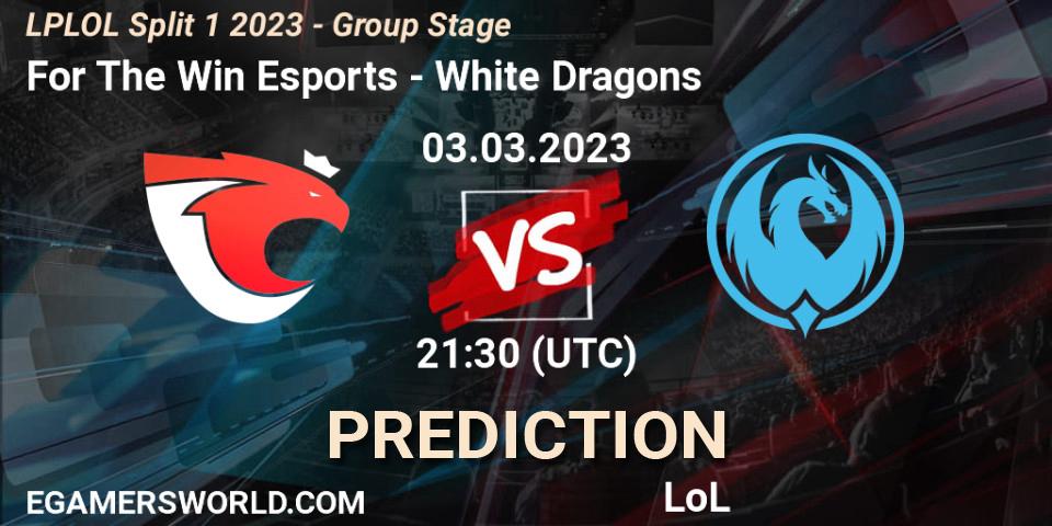 For The Win Esports - White Dragons: ennuste. 03.03.2023 at 22:30, LoL, LPLOL Split 1 2023 - Group Stage