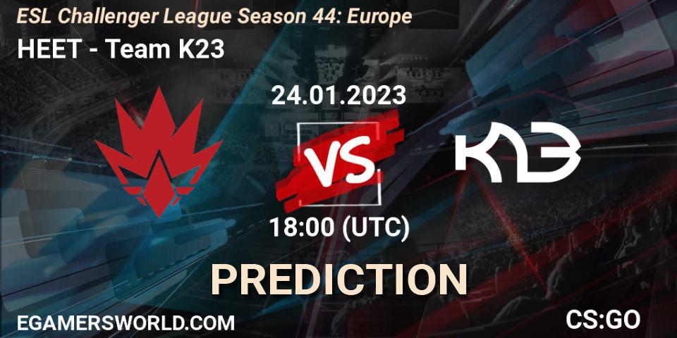 HEET - Team K23: ennuste. 24.01.2023 at 18:00, Counter-Strike (CS2), ESL Challenger League Season 44: Europe