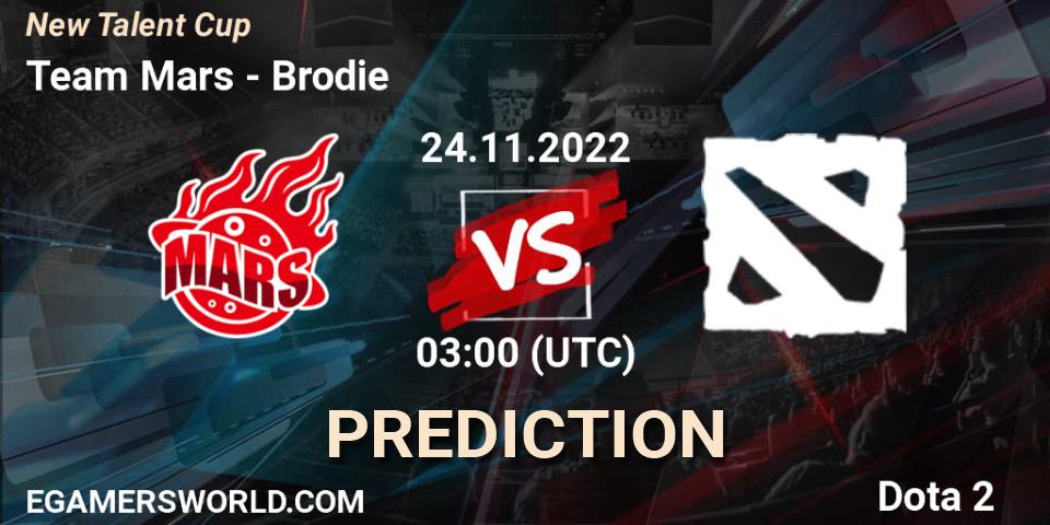 Team Mars - Brodie: ennuste. 24.11.2022 at 03:00, Dota 2, New Talent Cup