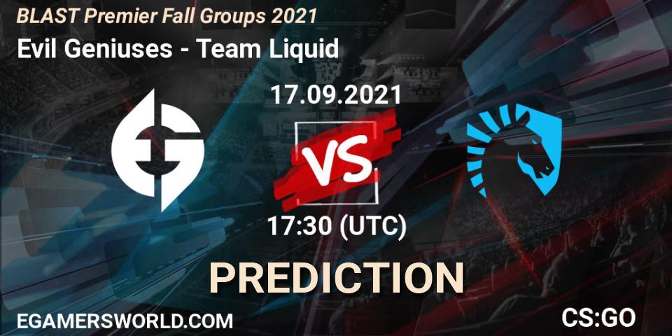 Evil Geniuses - Team Liquid: ennuste. 17.09.2021 at 17:30, Counter-Strike (CS2), BLAST Premier Fall Groups 2021