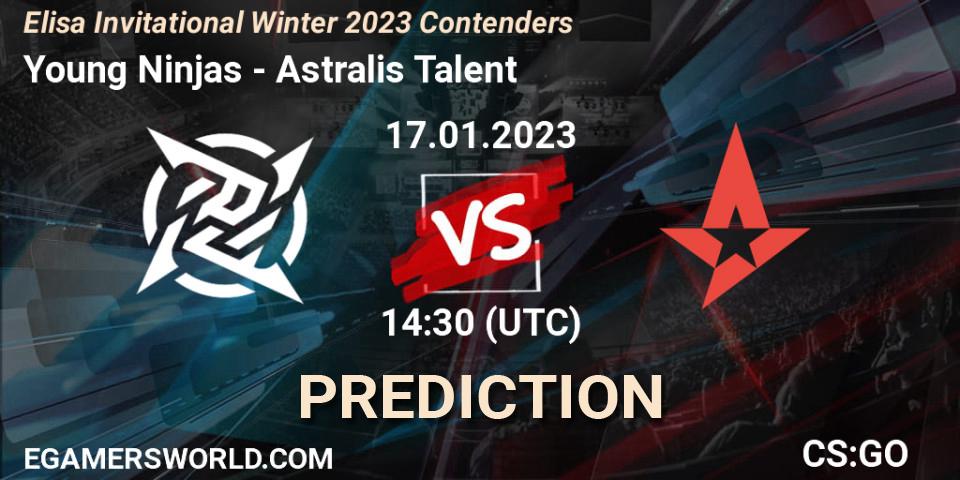 Young Ninjas - Astralis Talent: ennuste. 17.01.2023 at 14:30, Counter-Strike (CS2), Elisa Invitational Winter 2023 Contenders