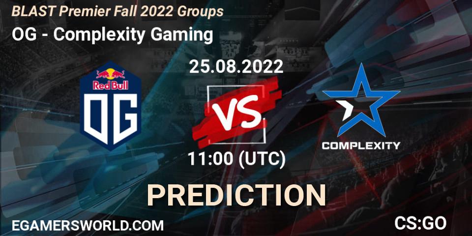 OG - Complexity Gaming: ennuste. 25.08.2022 at 11:00, Counter-Strike (CS2), BLAST Premier Fall 2022 Groups