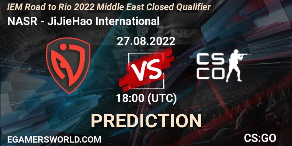 NASR - JiJieHao International: ennuste. 27.08.2022 at 18:00, Counter-Strike (CS2), IEM Road to Rio 2022 Middle East Closed Qualifier