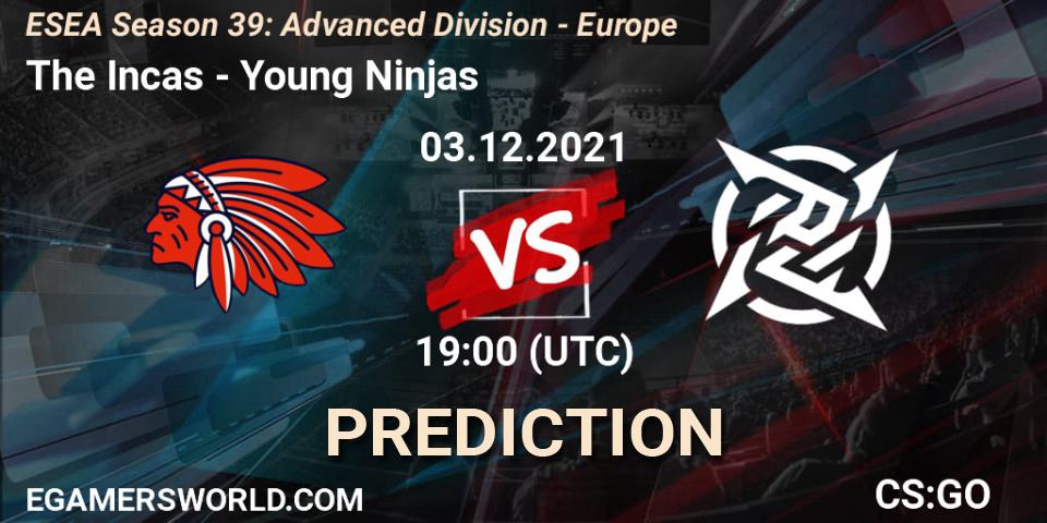 The Incas - Young Ninjas: ennuste. 03.12.2021 at 19:00, Counter-Strike (CS2), ESEA Season 39: Advanced Division - Europe