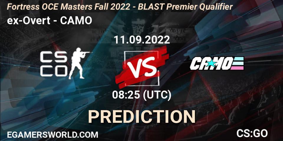ex-Overt - CAMO: ennuste. 11.09.2022 at 08:35, Counter-Strike (CS2), Fortress OCE Masters Fall 2022 - BLAST Premier Qualifier