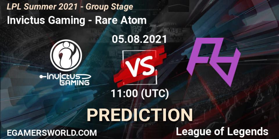 Invictus Gaming - Rare Atom: ennuste. 05.08.21, LoL, LPL Summer 2021 - Group Stage