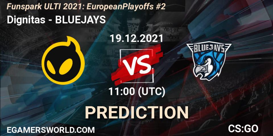 Dignitas - BLUEJAYS: ennuste. 19.12.2021 at 11:00, Counter-Strike (CS2), Funspark ULTI 2021: European Playoffs #2
