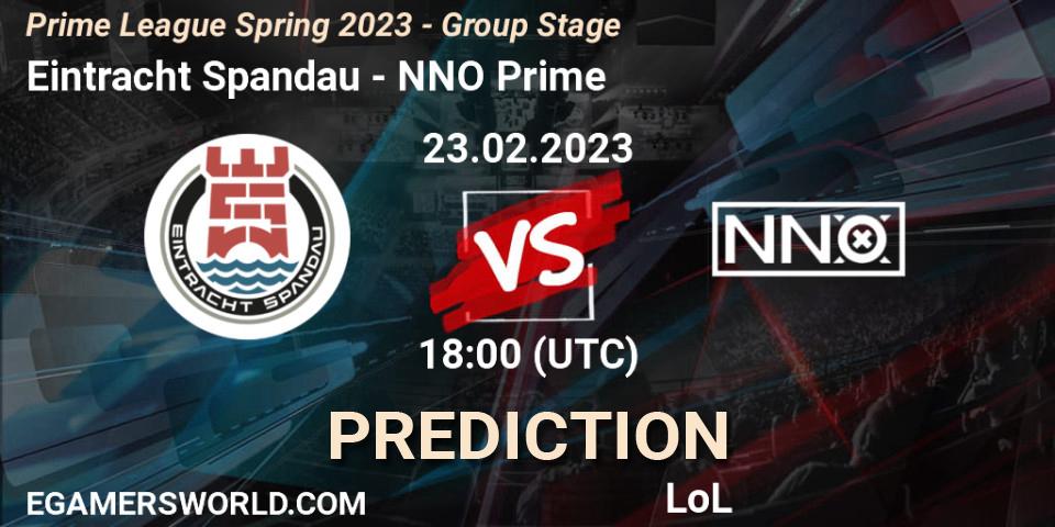 Eintracht Spandau - NNO Prime: ennuste. 23.02.2023 at 19:00, LoL, Prime League Spring 2023 - Group Stage