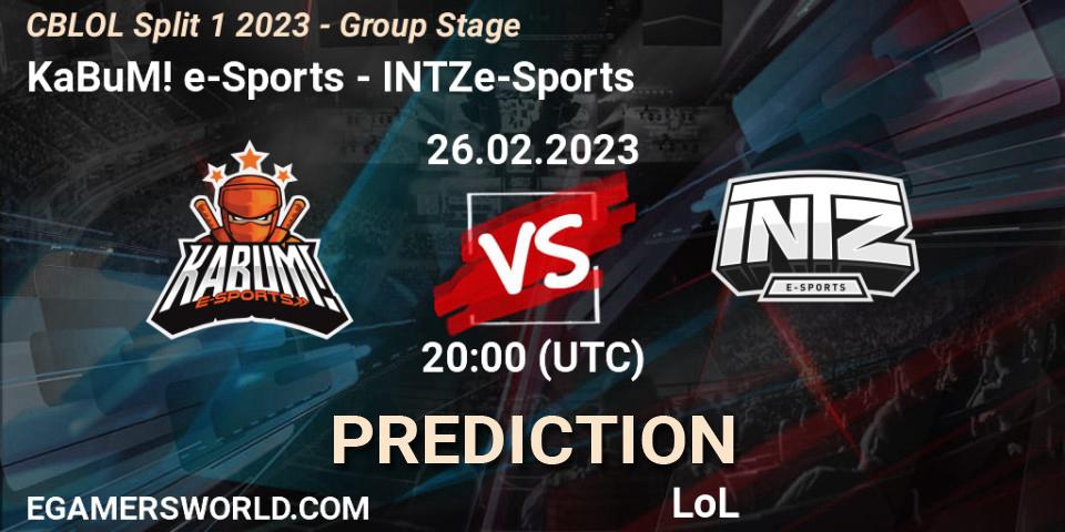 KaBuM! e-Sports - INTZ e-Sports: ennuste. 26.02.23, LoL, CBLOL Split 1 2023 - Group Stage