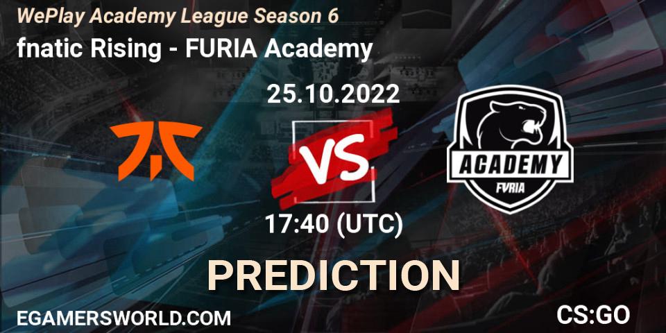 fnatic Rising - FURIA Academy: ennuste. 25.10.2022 at 18:15, Counter-Strike (CS2), WePlay Academy League Season 6